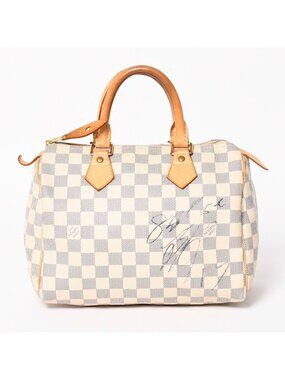 Louis Vuitton Handbag Speedy 25 Damier Azur White Navy